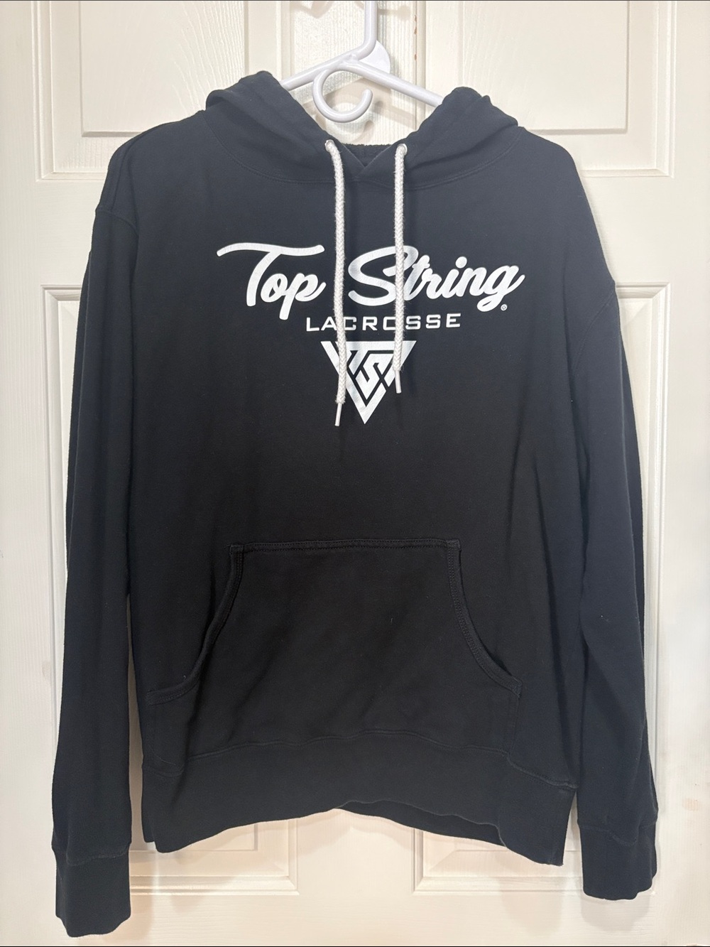 Top String Lacrosse Black Hoodie with White Logo